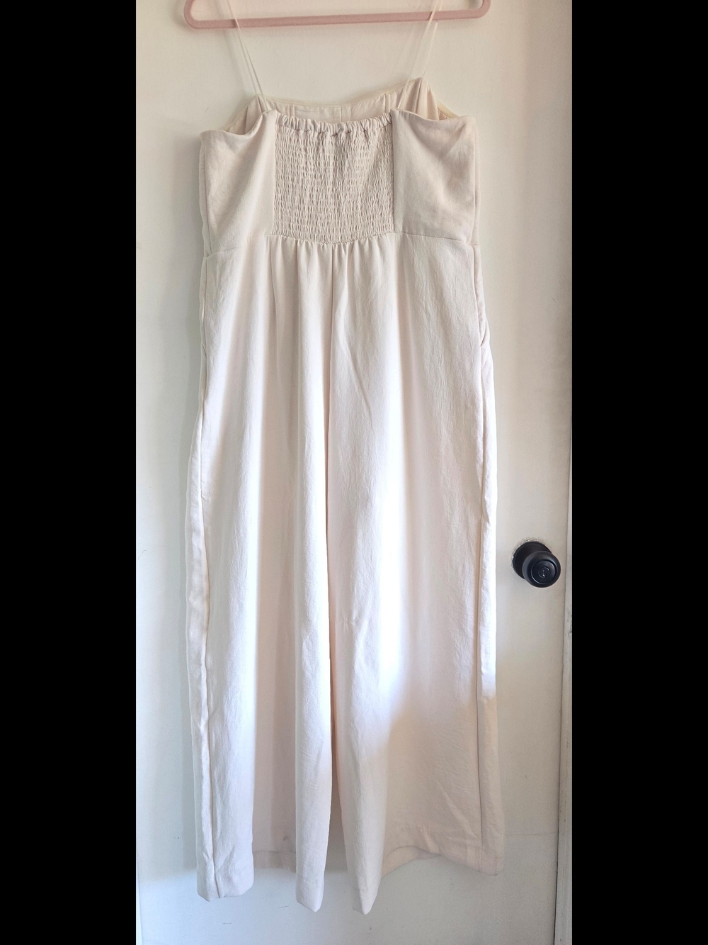 Cream Strapless Formal Jumpsuit
